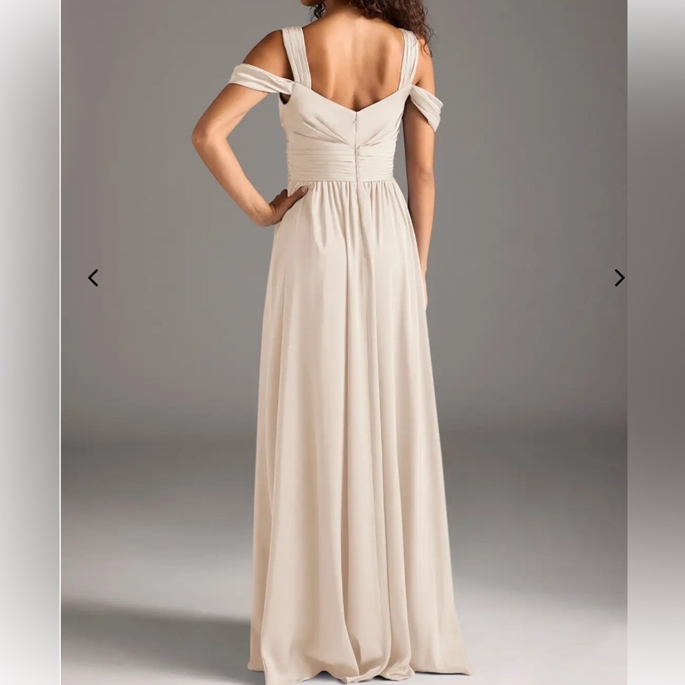 Azazie Lianne Cream Alabaster Bridesmaid Maxi Dress Size 8 - Picture 2 of 16
